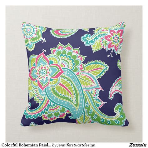 Colorful Bohemian Paisley Throw Pillow Zazzle Paisley Throw Pillows