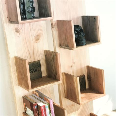 Reclaimed Wood Leaning Bookcase Display Tower Etsy Reclaimed Wood