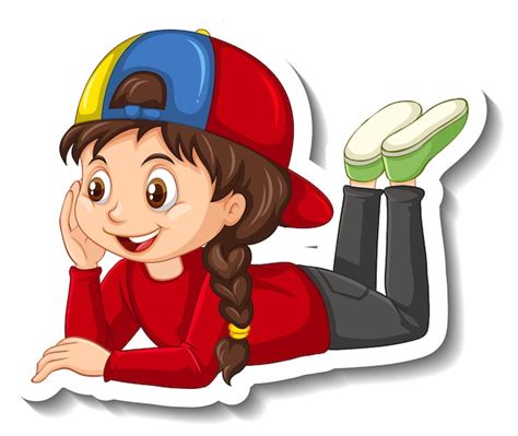 Premium Vector A Girl Laying On The Floor Cartoon Character