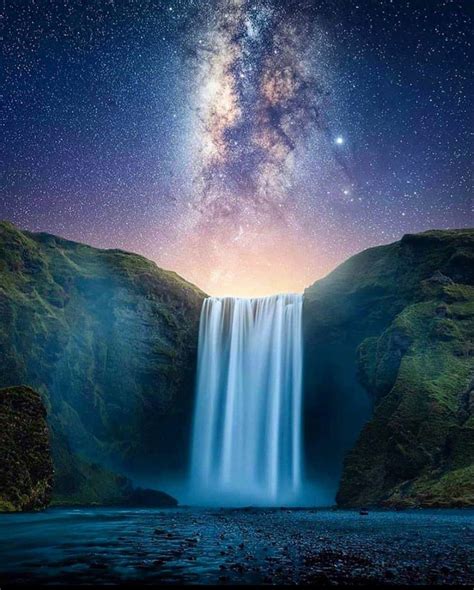 Waterfall Night Night Sky Photography Star Trails Photography Milky