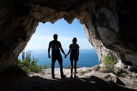 Silhouettes In The Cave Stock Image Image Of Female 10213447