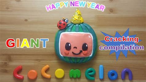 Giant Cocomelon Happy New Year Clay Cracking Compilation 거대 코코멜론 새해 점토