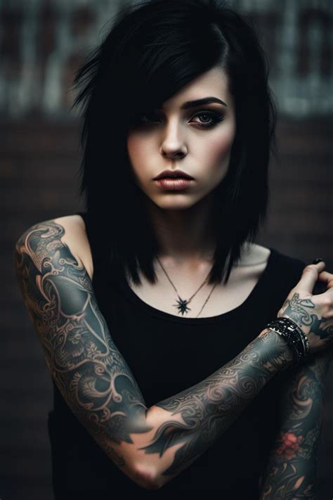 tattooed black haired female black clothing by forsaken1171 on deviantart