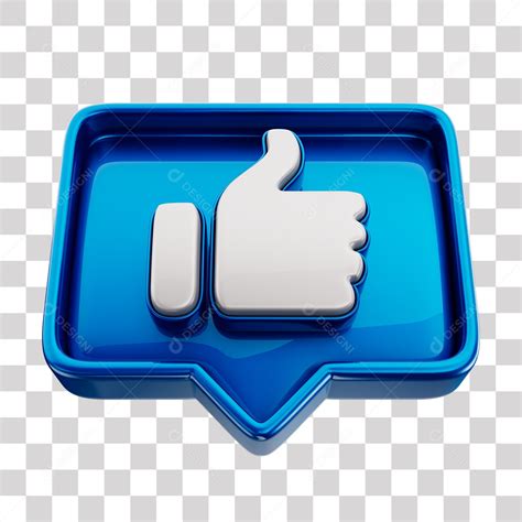 Emoji de Curtida Azul Mão Branca Elemento 3D Para Composição PNG