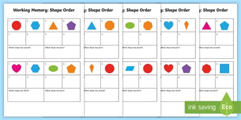 Cfe First Level Working Memory Shape Order Cards
