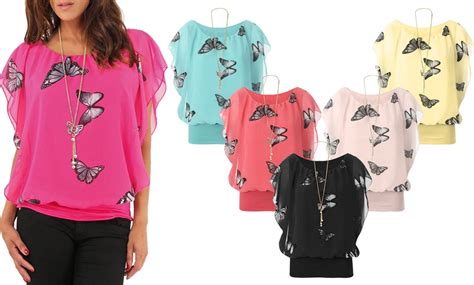 Womens Butterfly Print Top Groupon Goods