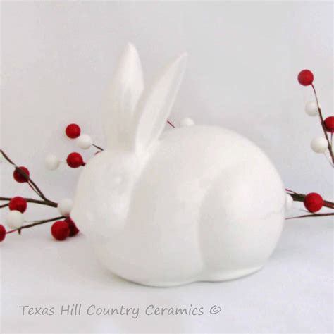 Antique White Ceramic Bunny Rabbit Vintage Style Cotton Ball Holder Or