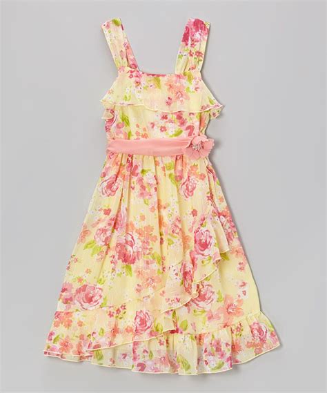 Take A Look At This Pink And Yellow Floral Ruffle Dress Girls I Bought