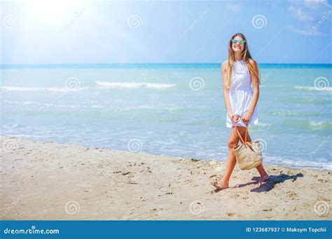 Girl Having Fun On Tropical Beach Stock Image Image Of Seychelles Beach 123687937
