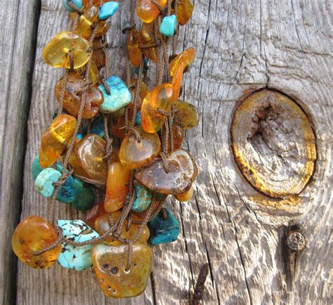 Honey Baltic Amber Turquoise Necklace Honey Blue Teal Yellow Etsy