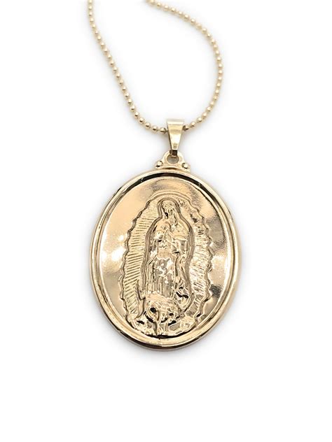 Gold Lady Of Guadalupe Pendant Virgen De Guadalupe Medal Etsy