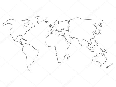 Weltkarte länder umrisse schwarz weiß weltkarte umriss. Vereinfachten Weltkarte unterteilt nach Kontinenten ...