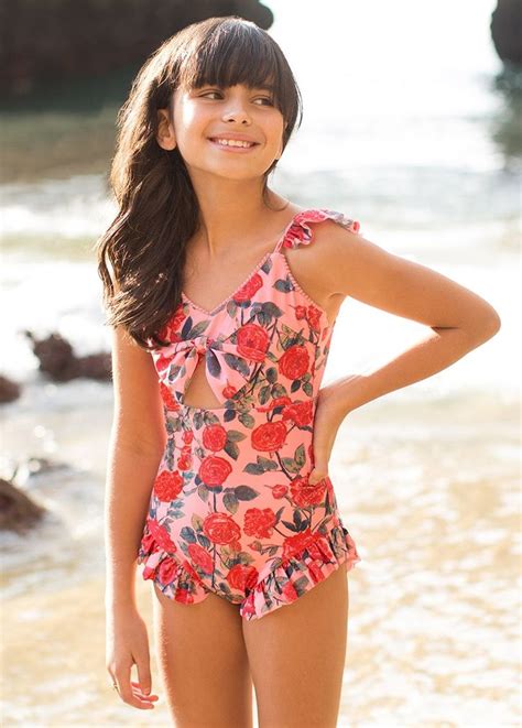 Marina Swimsuit In Red And Pink Floral With Images Cute Girl