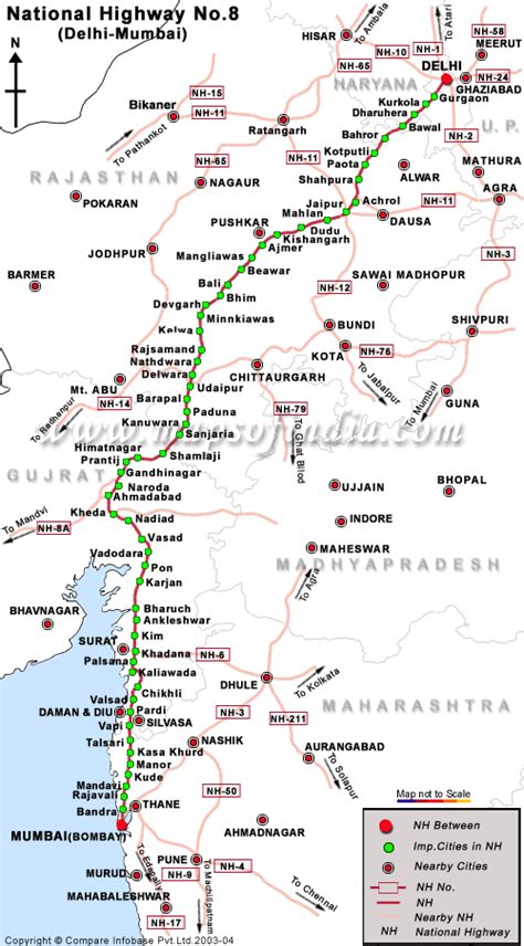 National Highway 8 Nh 8 Road Map From Delhi To Mumbai