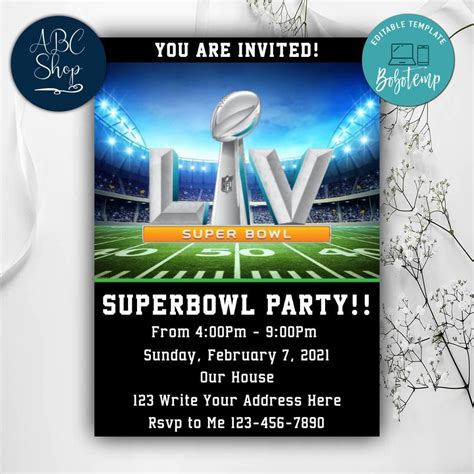 Printable Superbowl Party Invitation Instant Download Bobotemp