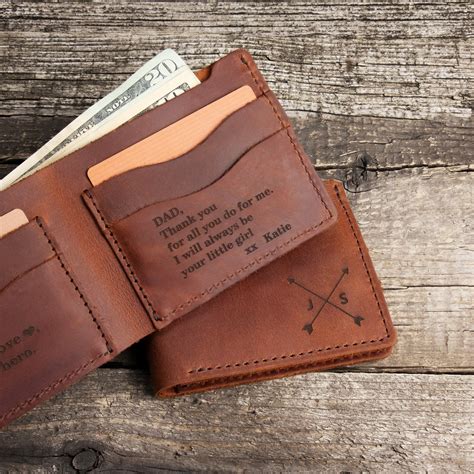 Mens Leather Wallet Personalized With Initials And Engraved Etsy