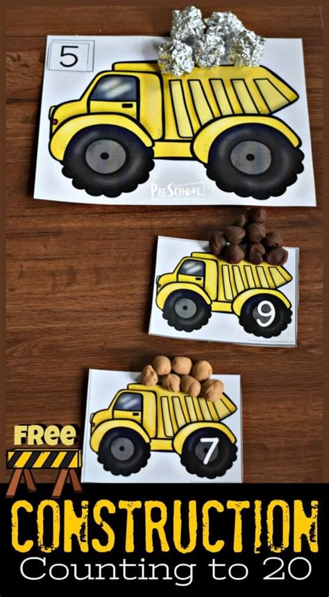 Free Construction Playdough Mats Counting To 20