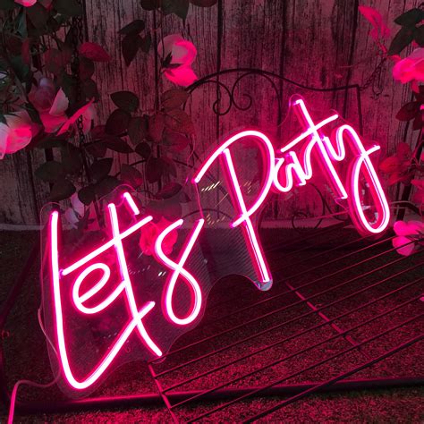 Custom Neon Sign Lets Party Neon Sign Flex Led Neon Light Etsy