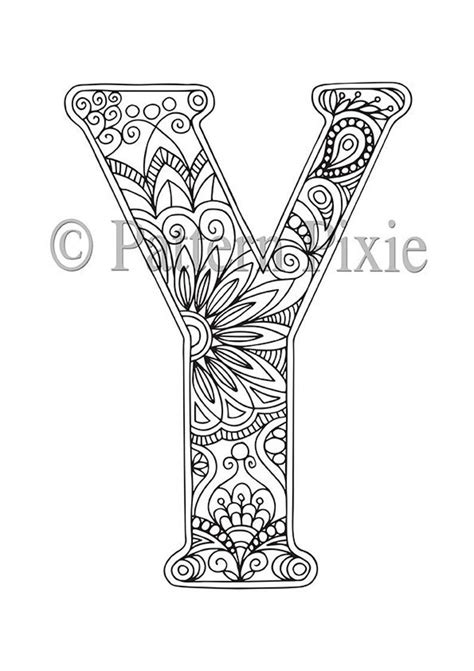 Easy coloringpage of letter y. Adult Colouring Page Alphabet Letter "Y" | Lettering ...
