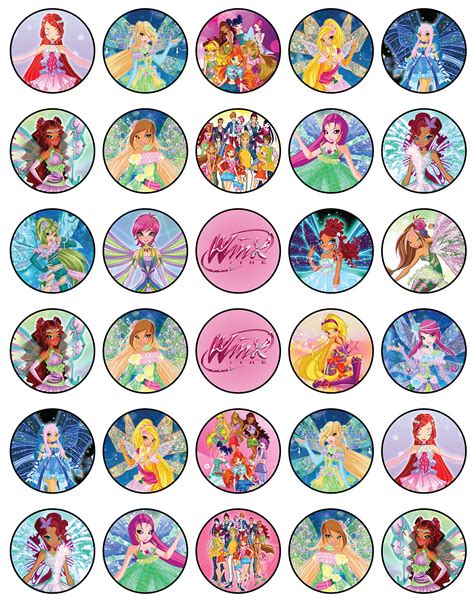 Buy 30 X Edible Cupcake Toppers Themed Of Winx Club Collection Of