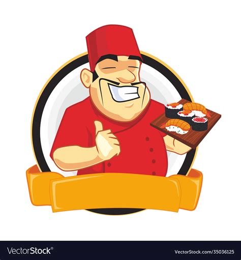 Chef Chinese Mascot Cartoon Royalty Free Vector Image
