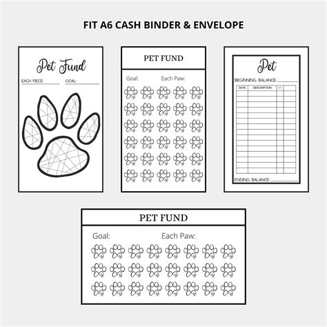 Pet Savings Challenge Money Savings Tracker, A6 Pet Binder Tracker
