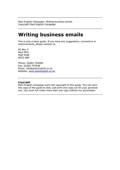 Business Email Template Pdf