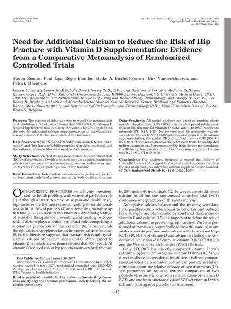 Currently, the role of vitamin d supplementation, and the optimal vitamin d dose and status, is. (PDF) Need for Additional Calcium to Reduce the Risk of ...