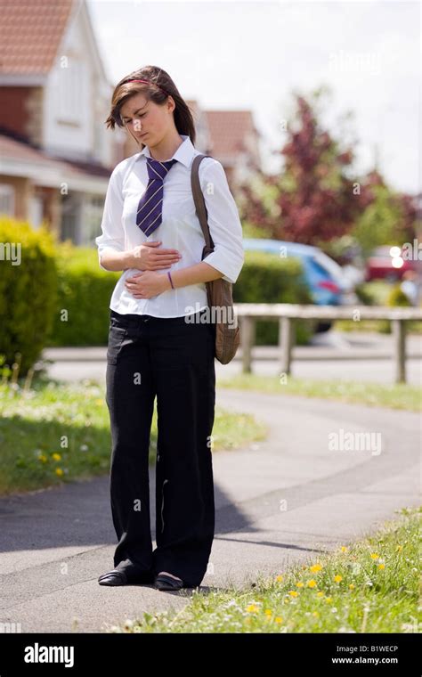 Anxious Teenage Girl Walking To School Stock Photo Alamy