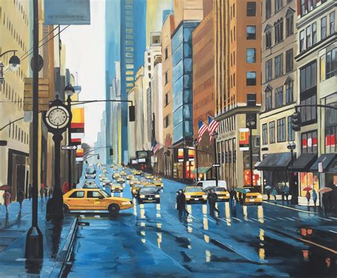 Painting Of New York Rain Ii Angela Wakefield