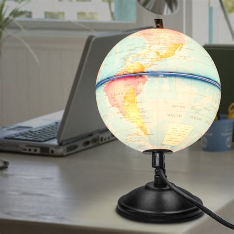 55 Rotating Led World Earth Globe Map Night Light Lamp Geography