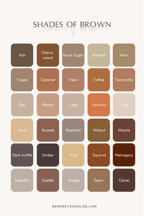 Shades Of Brown Brown Colour Palette Inspiration Brown Color Palette Pantone Colour