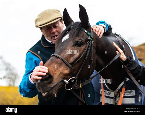 Nicky Henderson And Altior Poses For The Media During The Visit To