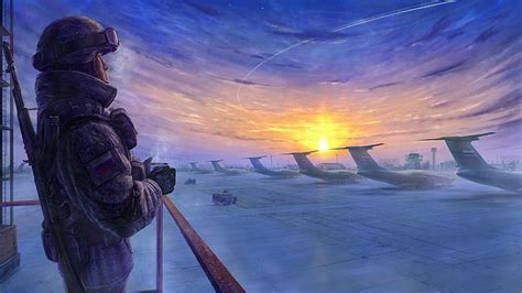 Askeri Sanatsal Uçak Rusya Gökyüzü Asker Gündoğumu Nakliye Uçağı