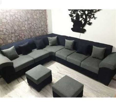 Modern L Shape Sofa Set In Black And Grey Color Suitable Room Living