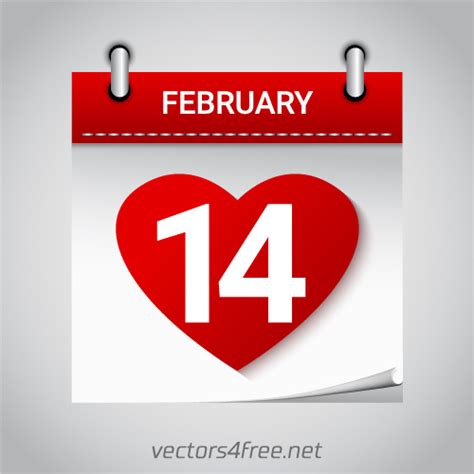 발렌타인 하루 2 월 14 일 심장 달력 아이콘 벡터 벡터 아이콘 무료 벡터 무료 다운로드