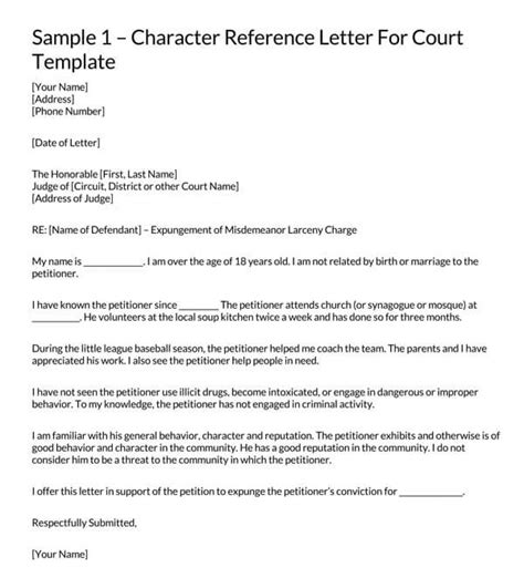 9 Court Character Reference Letter Samples Examples Templates