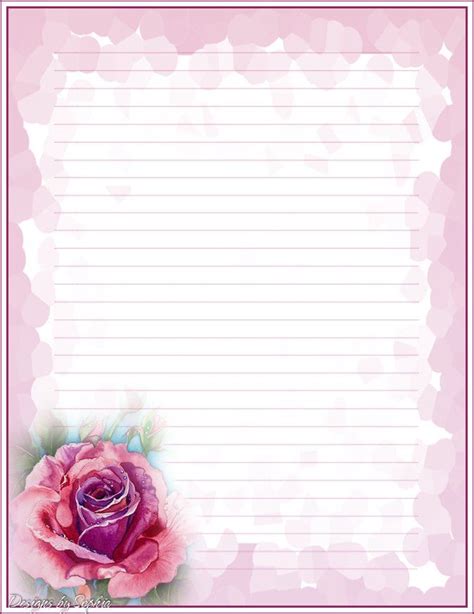 531rose Lined Paper Writing Paper Printable Stationery Writing