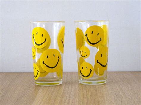 Vintage Set Of 3 Yellow And Green Happy Smiley Face Glasses Etsy Happy Smiley Face Yellow