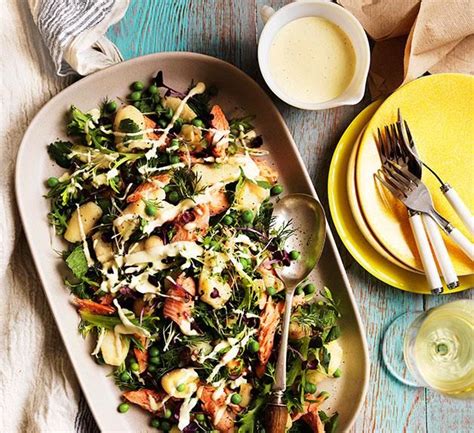 When cooled, remove the skin and any bones, and then flake the fish. Smoked rainbow trout with soft herbs and lemon salad cream | Recipe | Lemon salad, Trout recipes ...