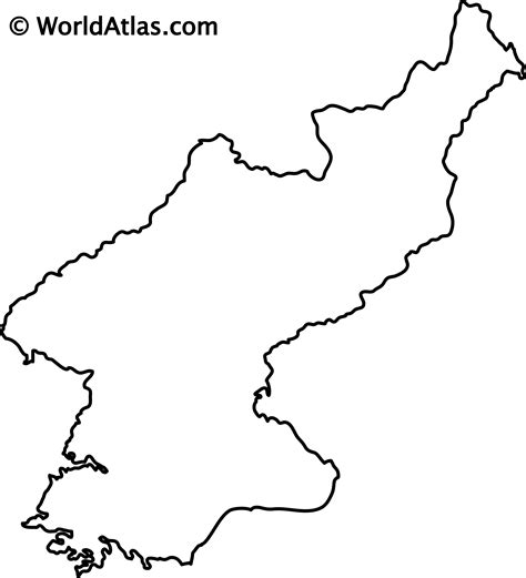 It is bordered by china to the northwest and russia to the northeast. North Korea Outline Map