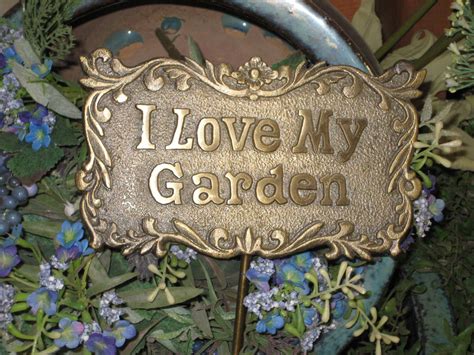 I Love My Garden Sign Brass Garden Signs My Secret Garden Pansies