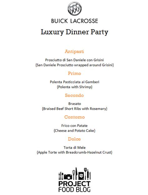 In this guide you'll find creative themes and ideas for decor, as well as menu ideas for 4, 6, or 8 people. Project Food Blog: Challenge 3 "Luxury Dinner Party ...