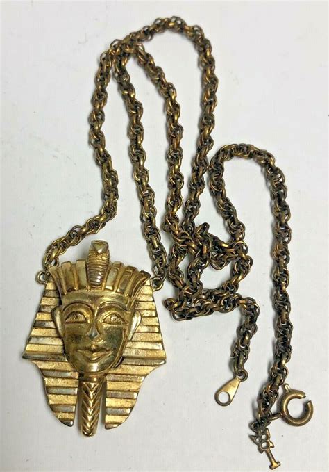 Vintage Crown Trifari Egyptian Pharaoh Necklace Gem