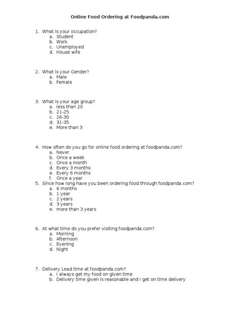 Questionnaire For The Topicdocx