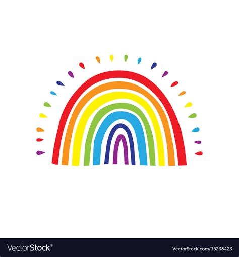 Rainbow Logo Cute Hand Drawn Icon Royalty Free Vector Image