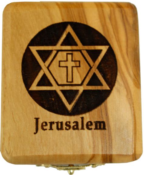 Holy Land Market Unique Messianic Star Of David With Cross Olive Wood