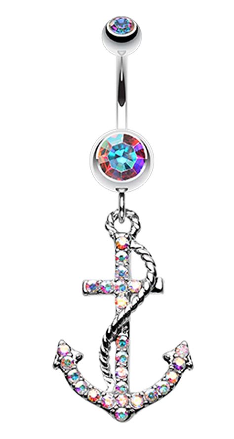 Glistening Glass Gem Anchor Dock Belly Button Ring Belly Jewelry Belly Button Rings Cute
