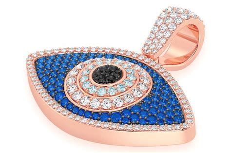 Icebox Evil Eye Sapphire Diamond Pendant K Solid Gold Ctw