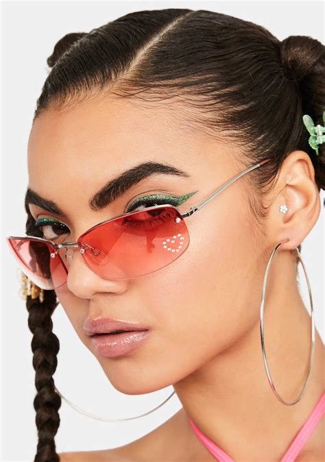 Good Times Eyewear Red Nelly Rhinestone Sunglasses Dolls Kill